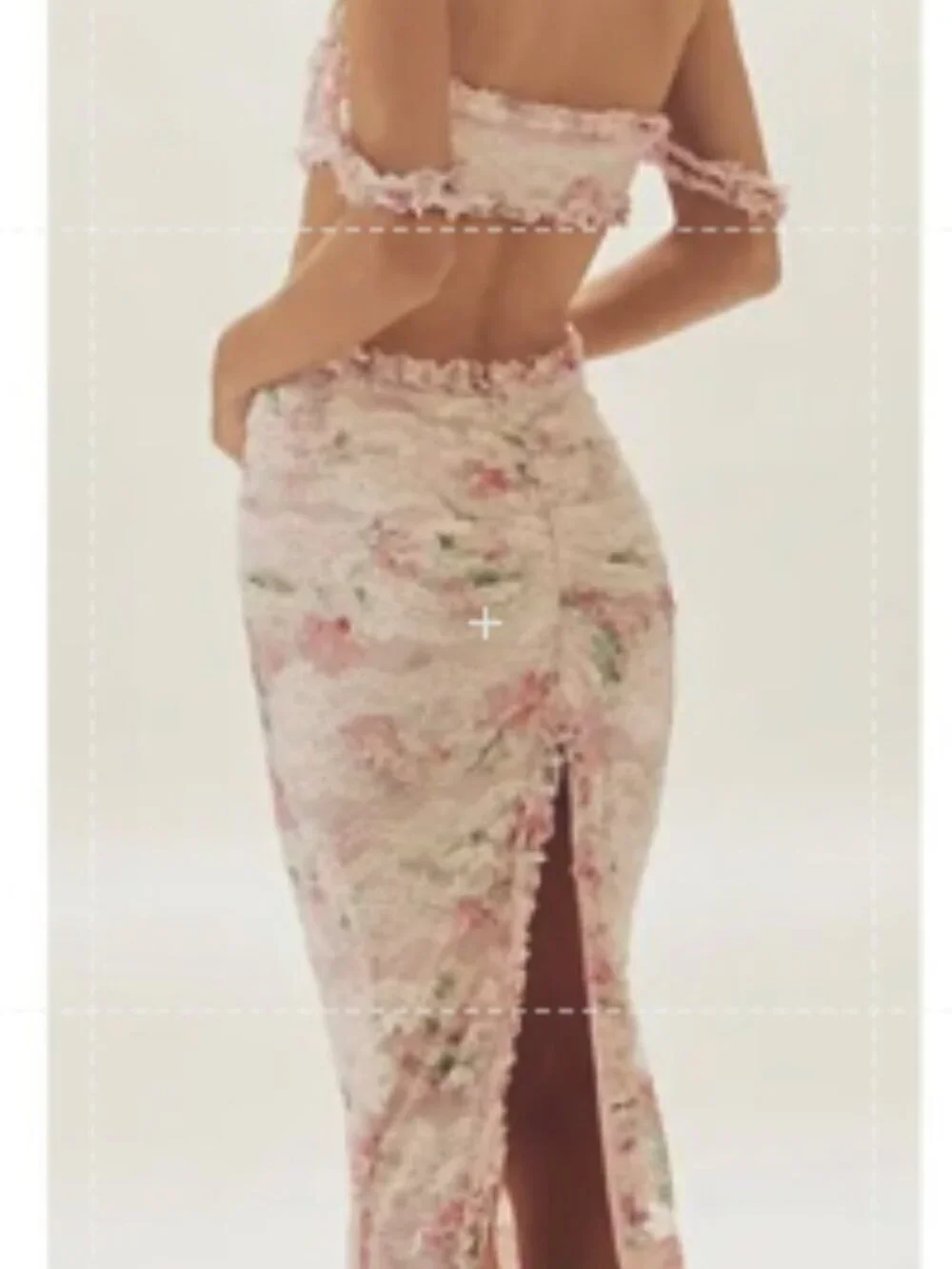 Dzo Harper Pink Floral Lace Cut out Romantic Ethereal Maxi Dress Sz Large NWT